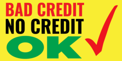 Yellow Red Check Bad Credit No Credit Banner