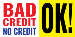 Red Bad Credit With Black Ok On Yellow Banner