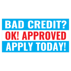 Baby Blue White Bad Credit Apply Today Banner