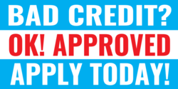 Baby Blue White Bad Credit Apply Today Banner