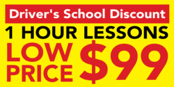 1 Hour Lessons Low Priced Driving School Banner