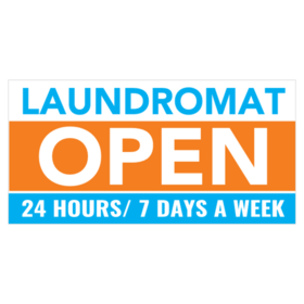 Laundromat Open 24 Hours 7 Days A Week Banner