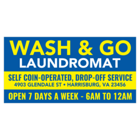 Wash & Go Coin Operated Laundromat Banner