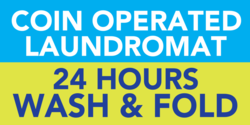 Coin Operated Laundromat 24 Hours Open Banner