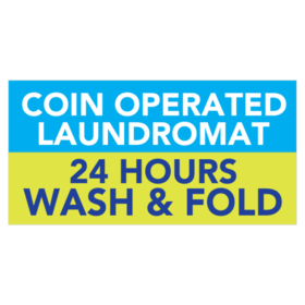 Coin Operated Laundromat 24 Hours Open Banner
