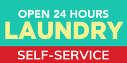 Open 24 Hours Self Service Laundry Banner