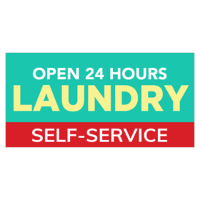 Open 24 Hours Self Service Laundry Banner