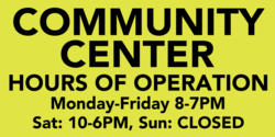 Community Center Hours of Operation Banner