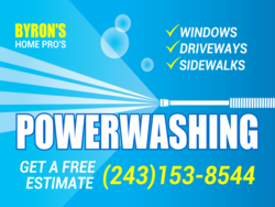 Spray on Blue Power Washing Design With Custom Services Phone and Logo Area Get A Free Estimate Sign