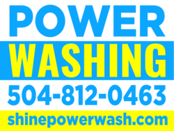 Blue and Yellow Text Only Power Washing Sign With Custom URL and Phone Area