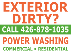 Red and Green Text Only Commercial Residential Power Washing Sign With Boxed In Phone Area 