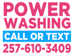 Red and Light Blue Text Only Power Washing Sign With Boxed In Call Or Text Over Custom Phone Area Sign