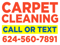 Red Blue and Yellow Carpet Cleaning Call or Text Sign With Custom Phone Area
