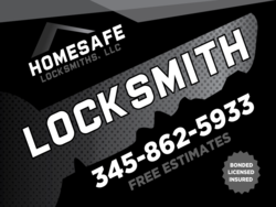 Homesafe Brandable Diagonal White Locksmith On Key Design Yard Sign