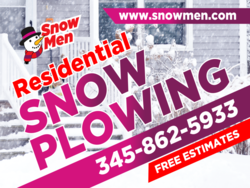 Photo of Snow Cover3ed Steps with Snowman Residential Snow Plowing Sign