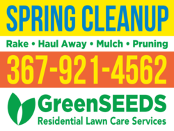 Yellow Orange and Green Spring Cleanup Sign With Bottom Company Name and Phone Area