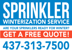Multiple Line Sprinkler Winterization Sign With Free Quote and Phone Area 