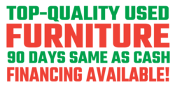 Green and Red Top Quality Used Furniture Financing Banner