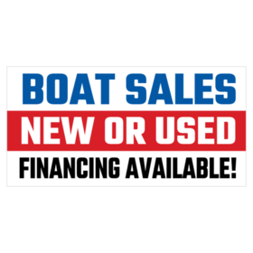 Patriotic New Or Used Financing For Boats Banner