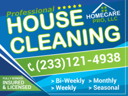 Top Right Logo Ready Blue and Green Professional House Cleaning Sign