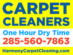 Blue On Yellow Carpet Cleaners Sign With Custom Slogan Website and Phone Area