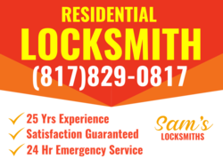 Yellow On Two Tone Orange Residential Locksmith With Bullet Services Listing Yard Sign