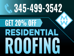 Light Blue On Black % Off Roofing Yard Sign