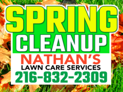 Custom Company Name Spring Lawn Cleanup Sign With Boxed In Phone Area