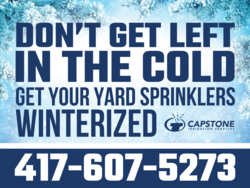 Dont Get Left In The Cold Sprinklers Winterized Sign With Bottom Phone and Logo Area