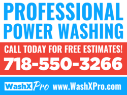 Light Blue and Red Professional Power Washing Sign With Phone and Website Area