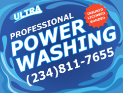 Water Bordered Professional Power Washing Sign With Licensed Insured Highlight