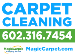 Light Blue on White Carpet Cleaning Sign With White on Evergreen Custom Phone Area