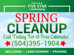 Sky Background Spring Cleanup Sign With Phone and Service Listing Area