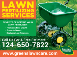 Custom Photo Ready Green, Red and Yellow Lawn Fertilizing Services Yard Sign