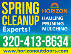 Yellow Spring Cleanup Over Blue Sky Horizon Sign With Top Logo and Bottom Phone Area