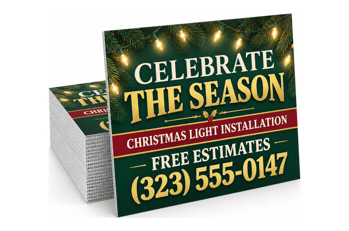christmas lights installation yard signs bulk