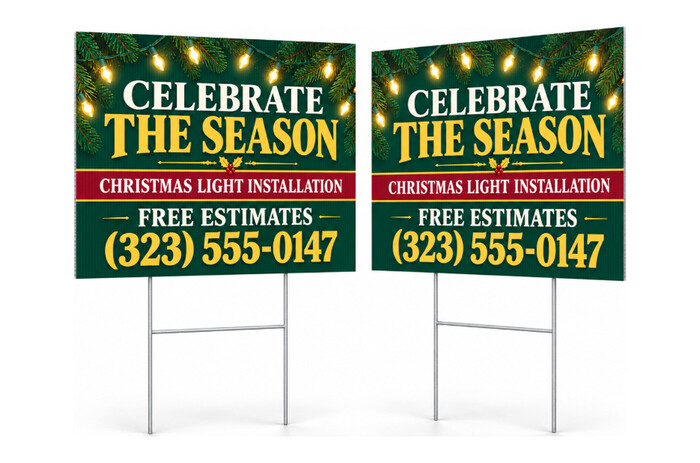 christmas lights installation yard signs with stakes