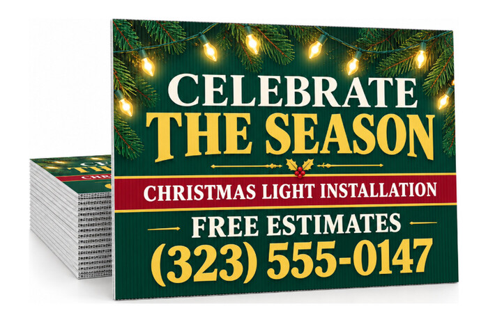 christmas lights installation yard signs