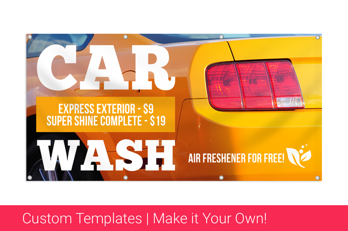 2x4 CAR WASH Red with White Copy Banner Sign 