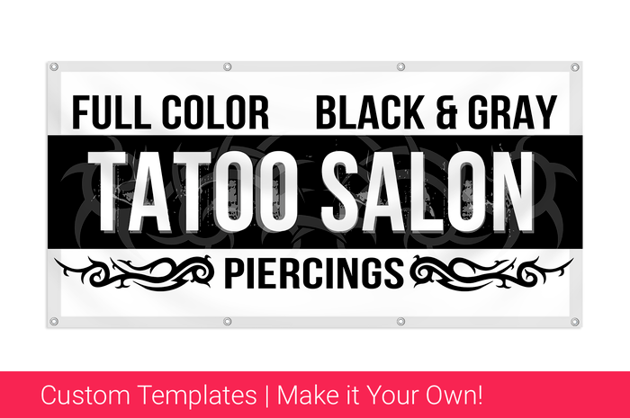 Graphic Hand Drawn Violet Tattoo Studio Banner Stock Vector - Illustration  of grunge, dark: 141986430